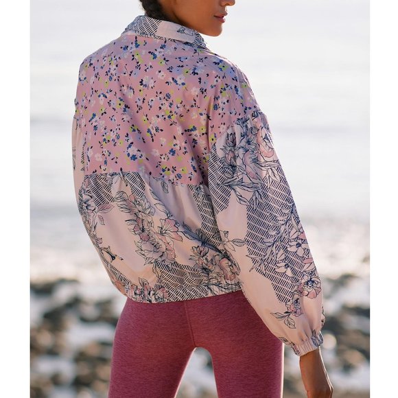 Anthropologie Daily Practice Windbreaker Jacket Pink Floral Print Small - Picture 2 of 11